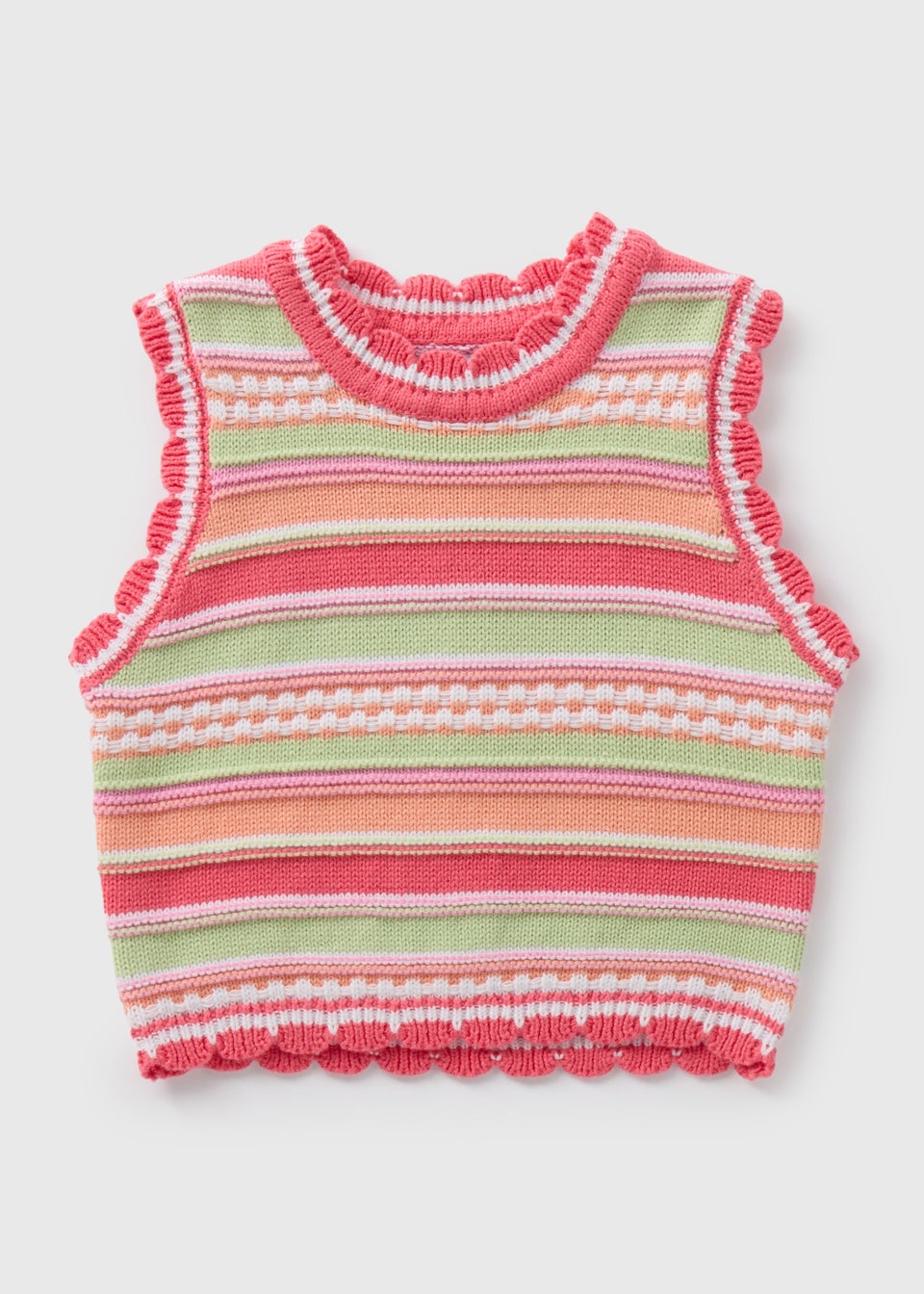 Girls Multicolour Stripe Crochet Vest (7-15yrs)