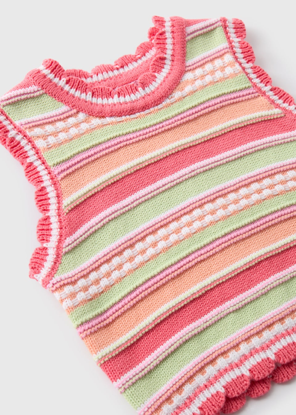 Girls Multicolour Stripe Crochet Vest Top (7-15yrs)