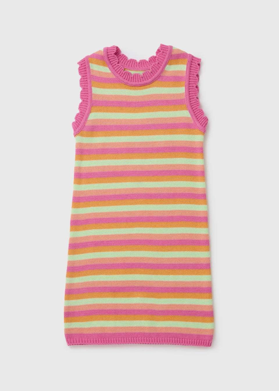 Girls Multicolour Crochet Stripe Dress (7-13yrs)