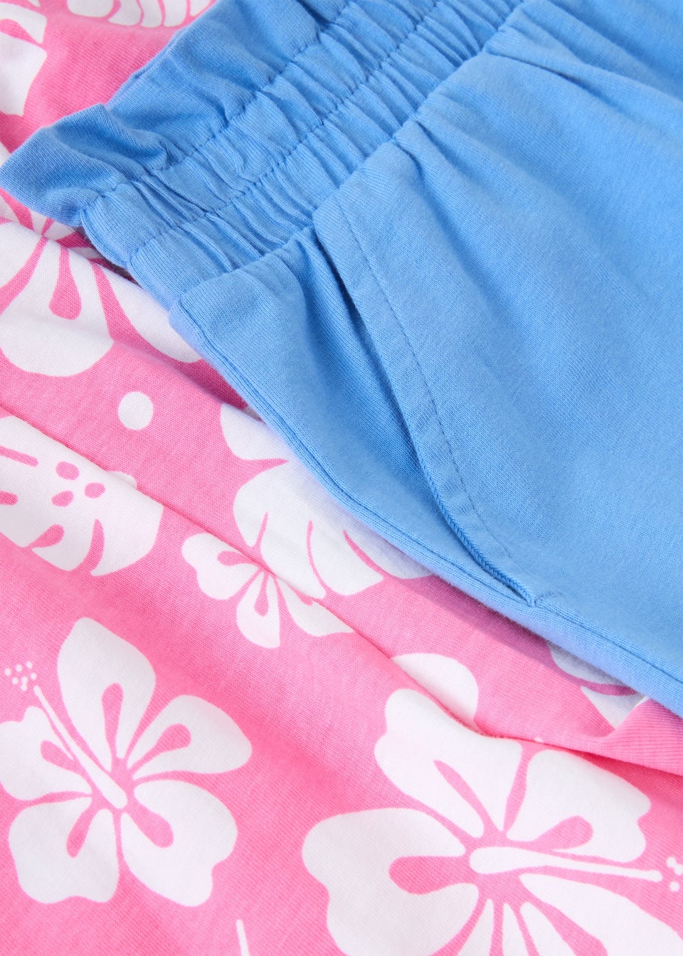 Girls 2 Pack Pink & Blue Flower Shorts (7-13yrs)