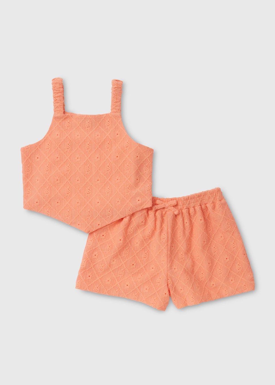 Girls Coral Jersey Broderie Shorts Set (7-13yrs)