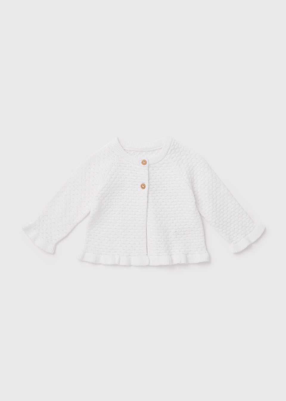 Girls White Frill Knit Cardigan (Newborn-23mths)