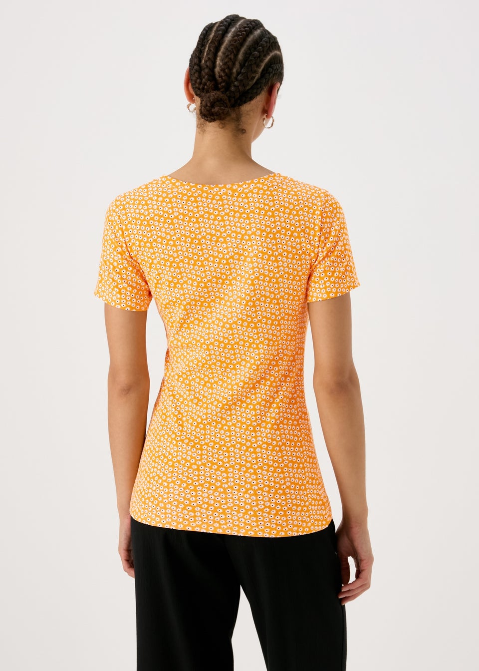 Orange Floral Print Perfect T-Shirt