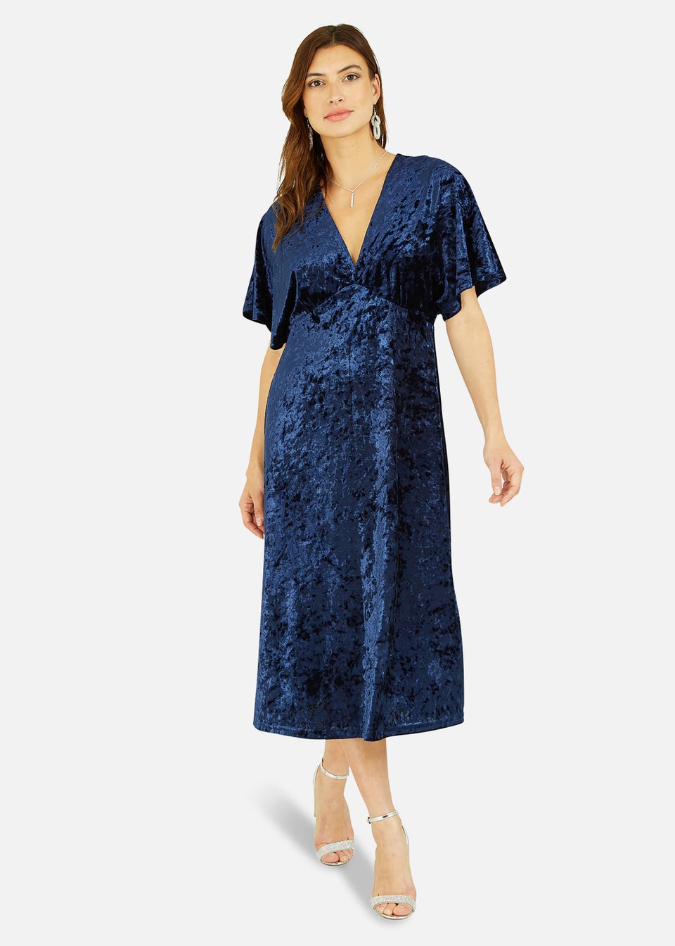 Yumi Navy Velvet Kimono Midi Dress