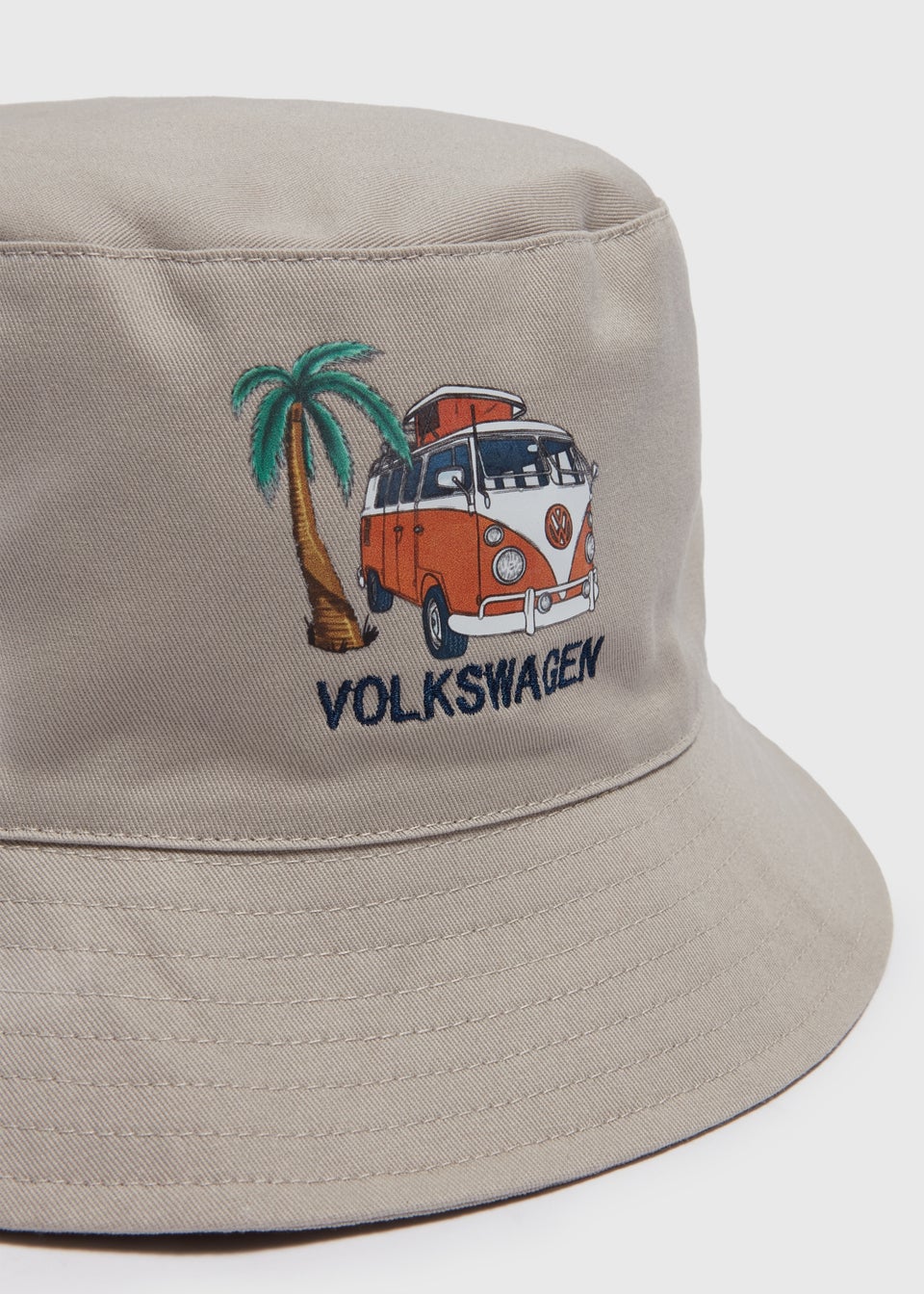 Grey Orange Embroidered Bucket Hat