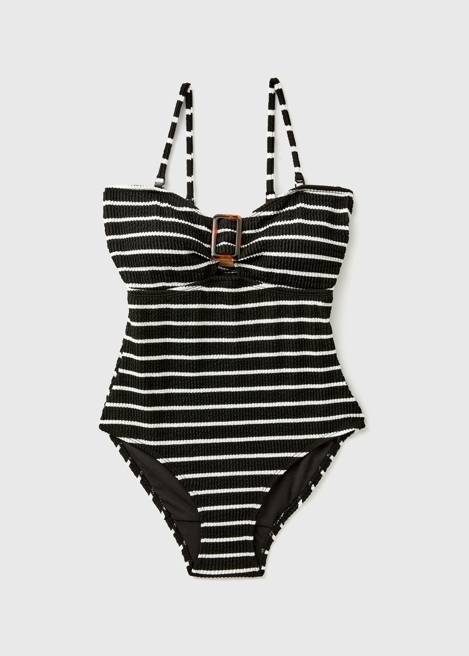 Black Mono Stripe Textured Swimsuit