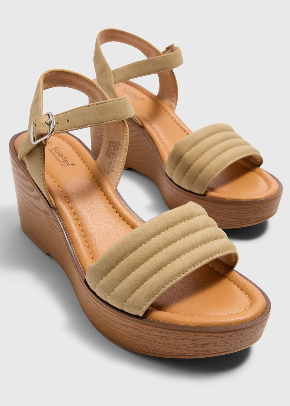 Tan Padded Wedged Sandals