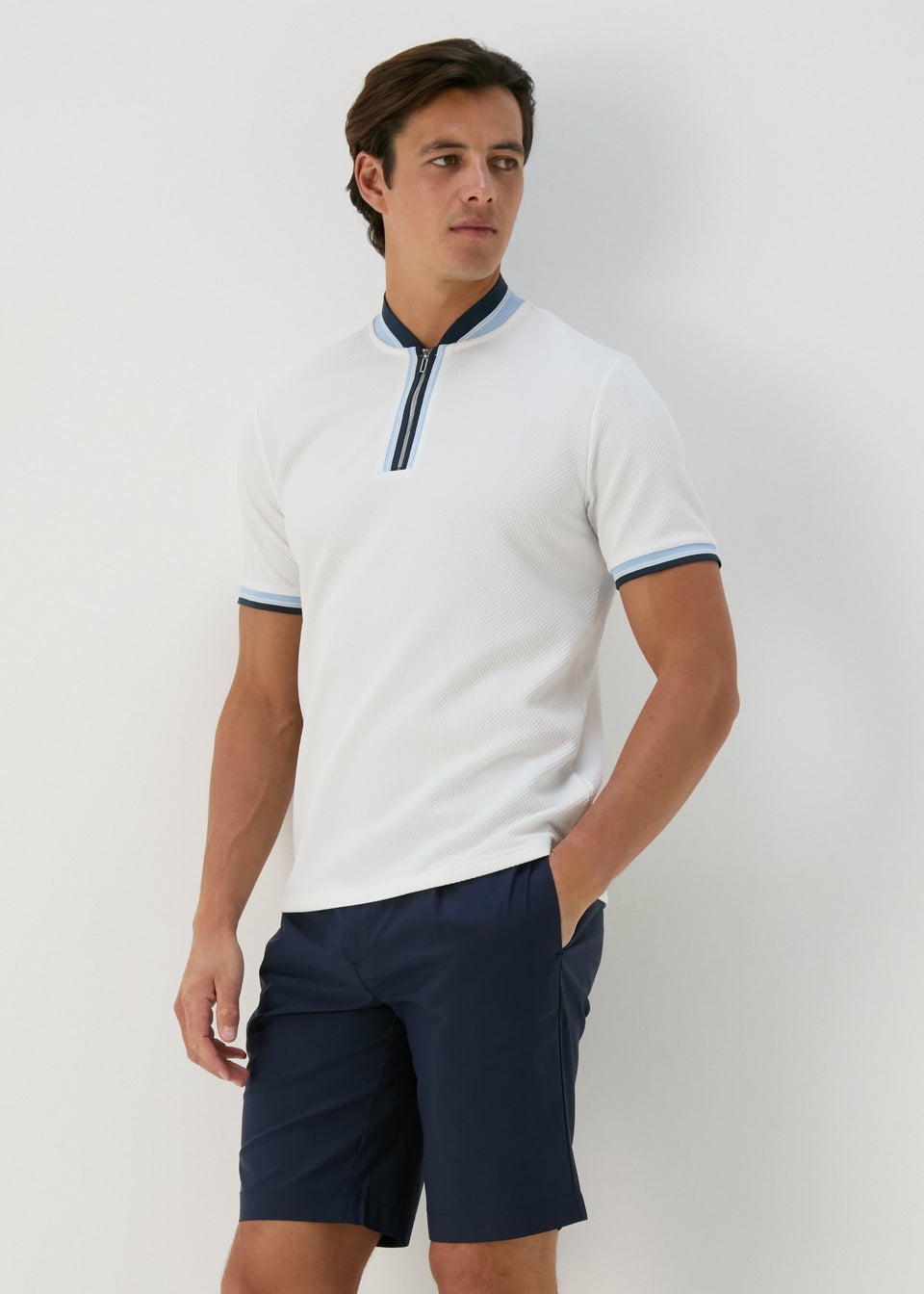 Navy Pleated Chino Shorts Matalan