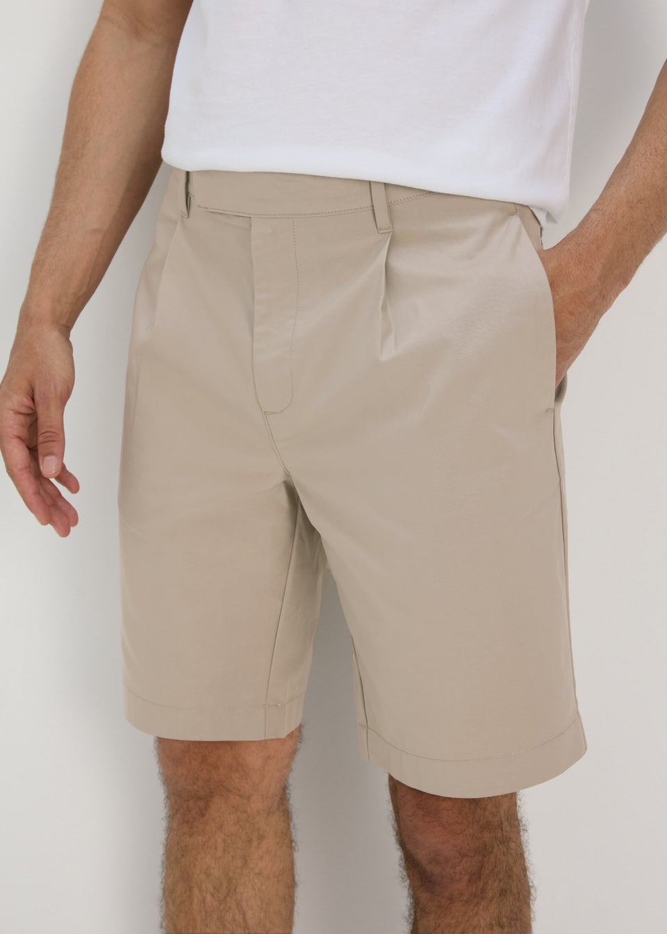 Stone Pleated Chino Shorts