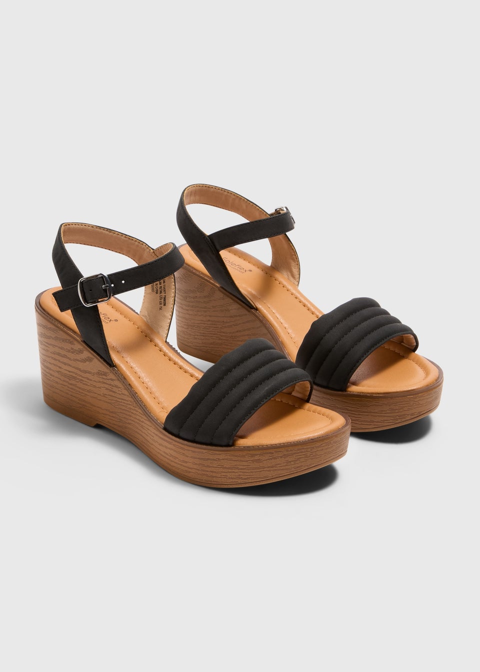 Black Padded Wedged Sandals