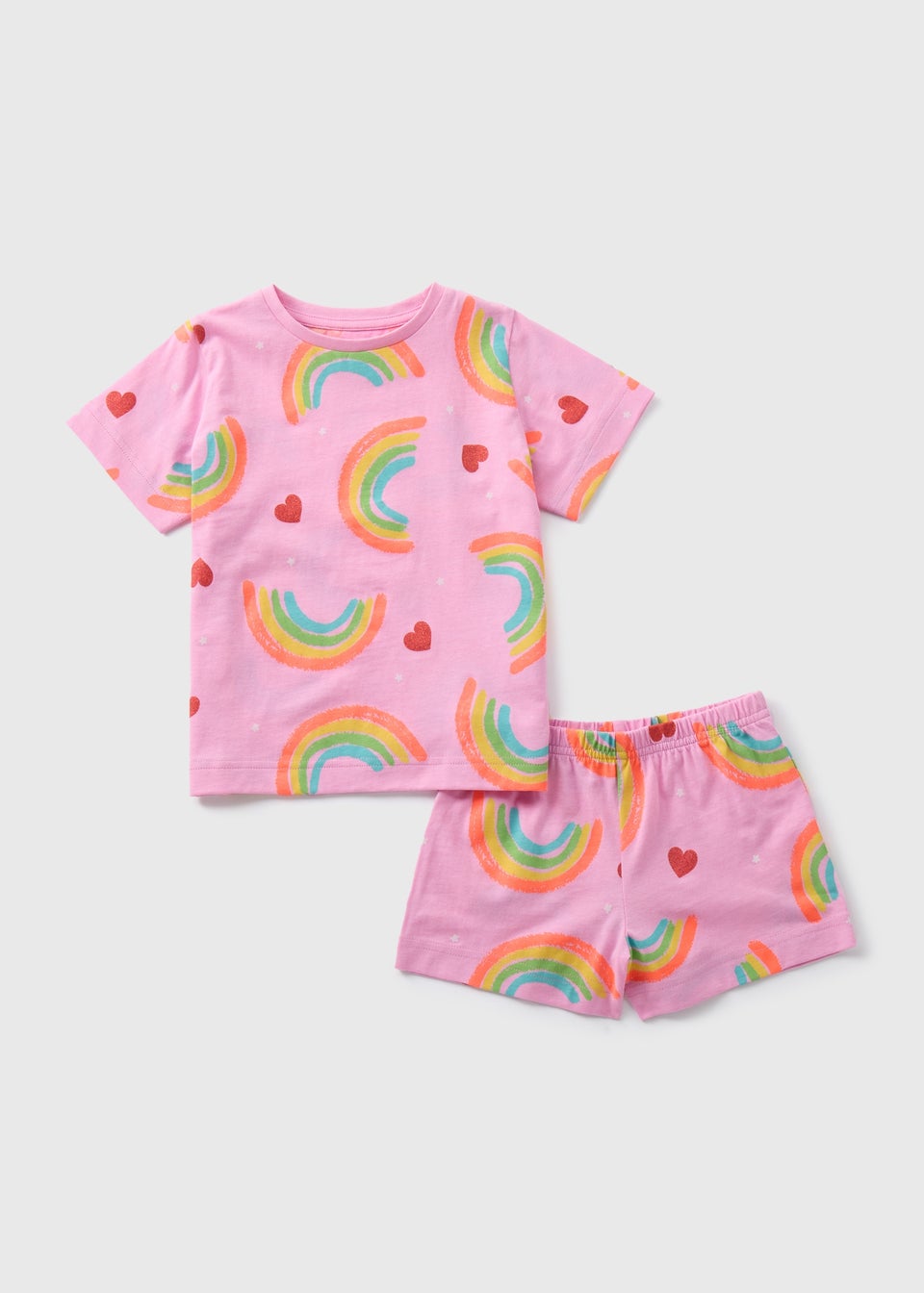 Girls Pink Rainbow Print Pyjama Sets (9mnths-5yrs)