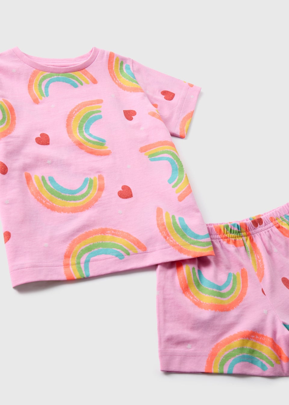 Girls Pink Rainbow Print Pyjama Sets (9mnths-5yrs)