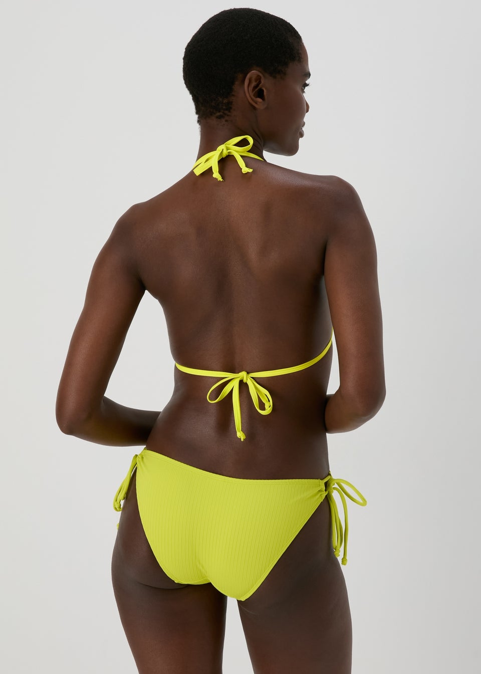 Lime Triangle Ribbed Bikini Top Matalan