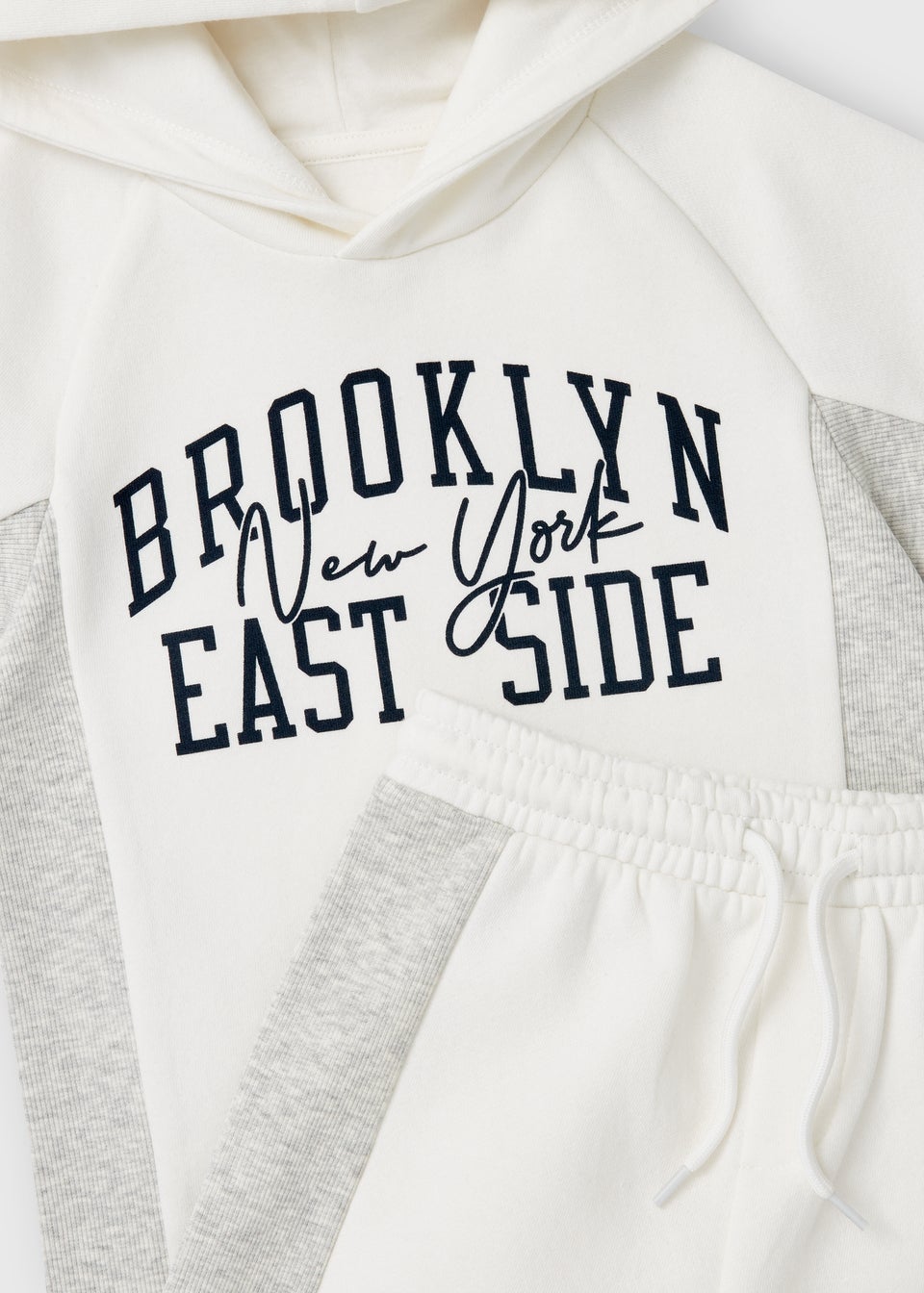 Boys White Brooklyn Hoodie & Shorts Set (1-7yrs)
