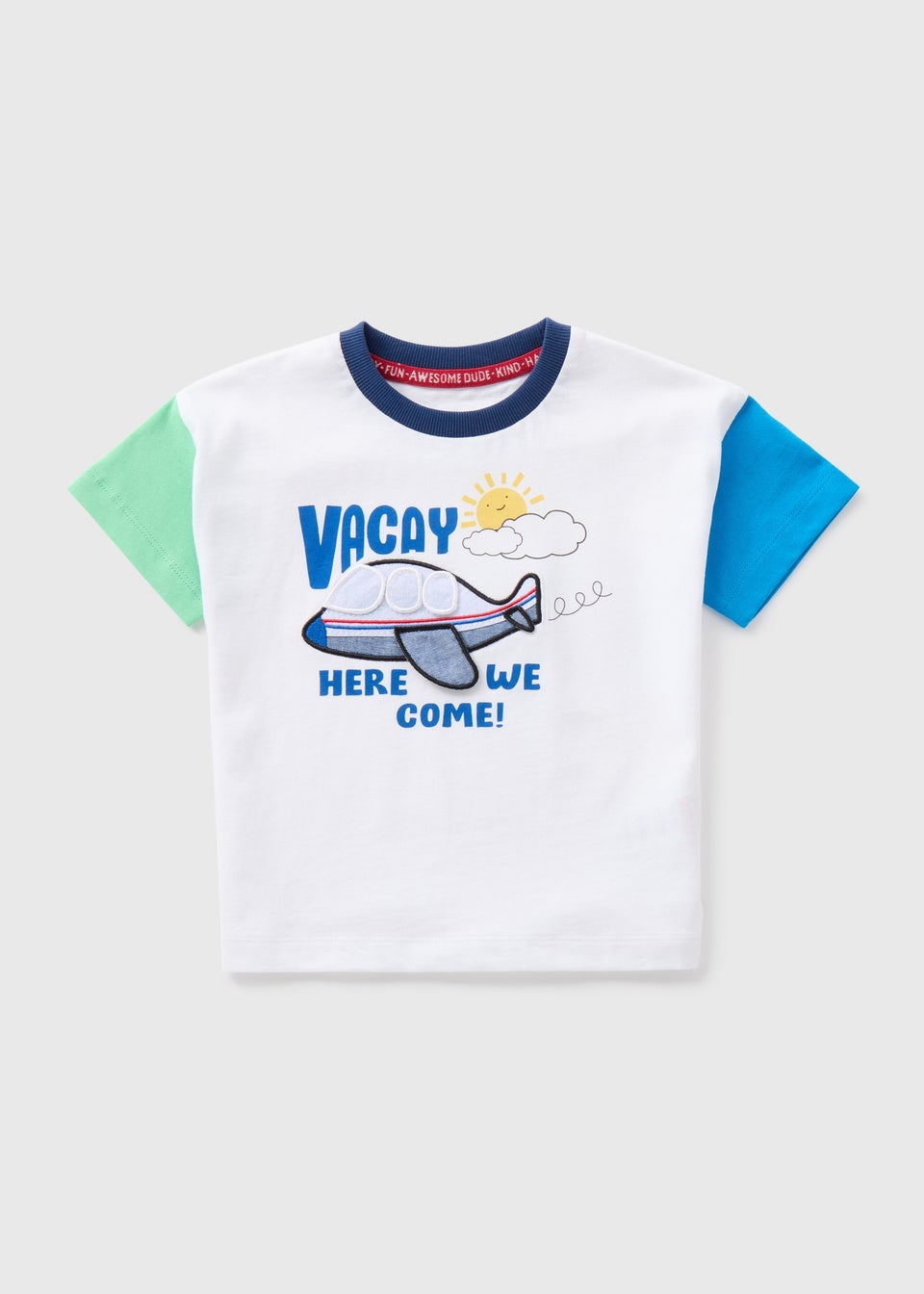 Boys White 3D Plane T-Shirt (1-7yrs)