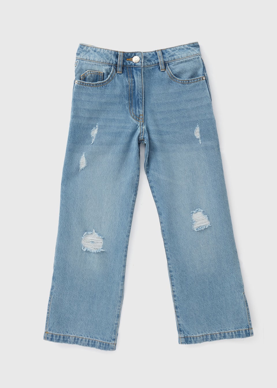Girls Light Wash Distressed Detail Jeans (7-15yrs)
