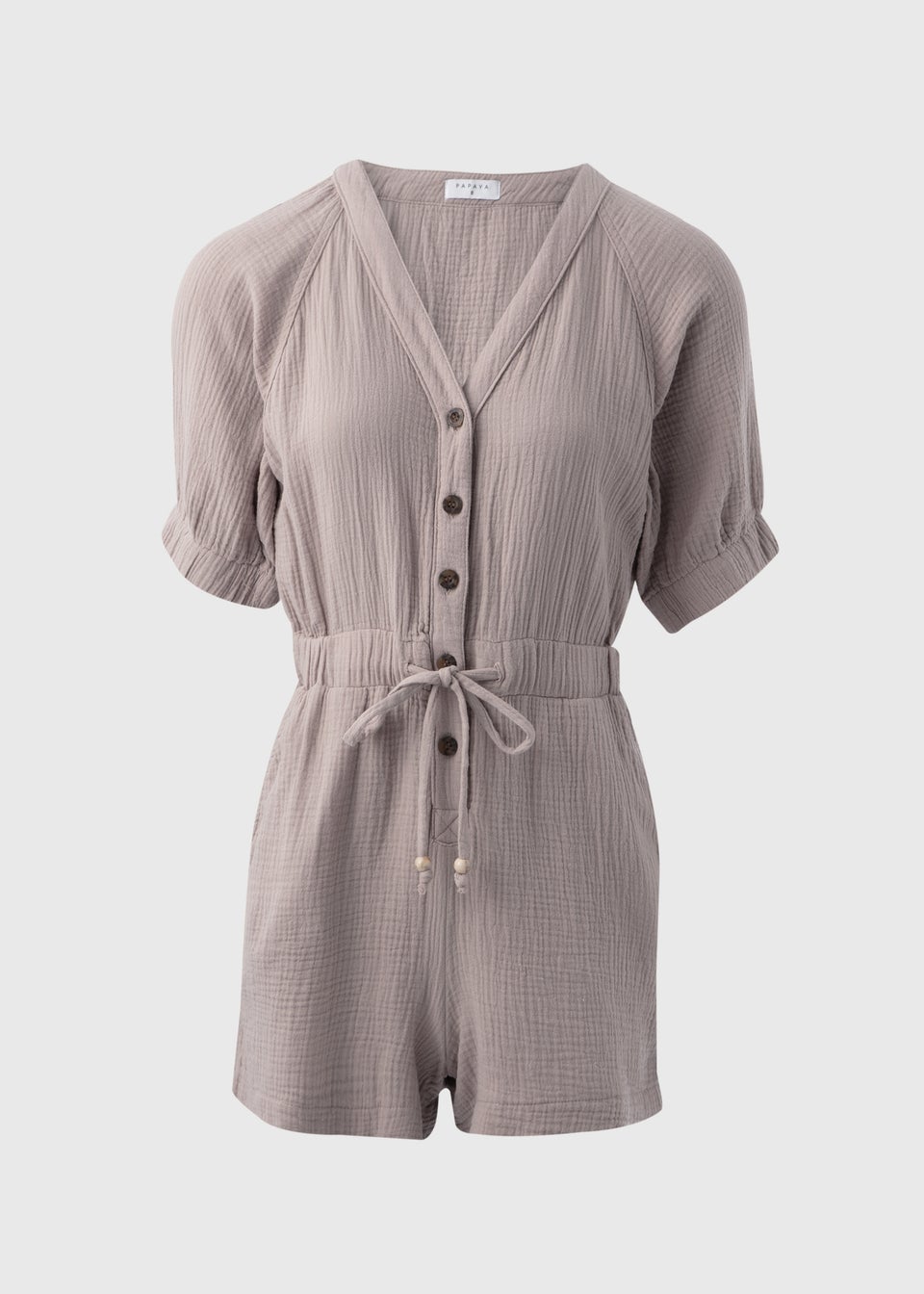 Taupe Double Cloth Playsuit