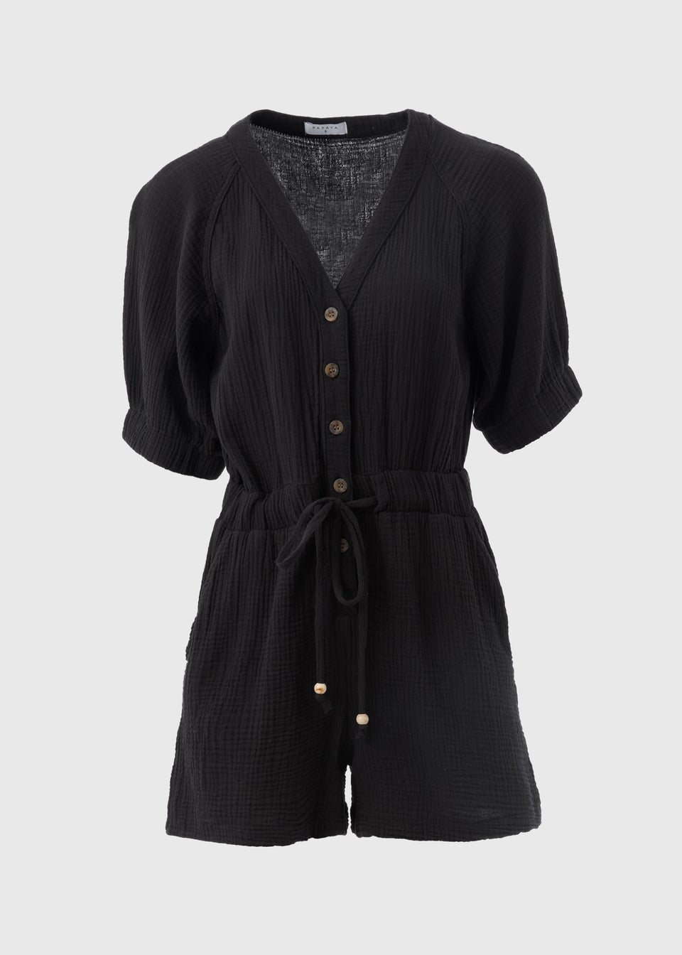 Black Double Cloth Playsuit