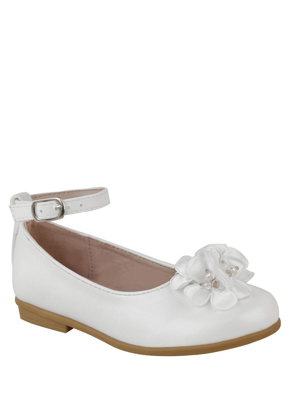 Where's That From  Kids White Lacen  Platform Flower Embellished Shoes