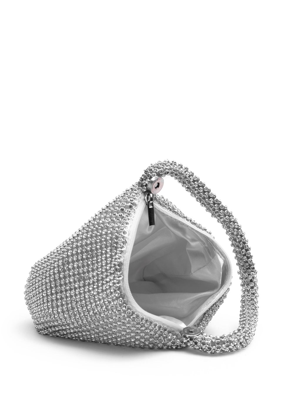 Where's That From Silver Nicki Diamante Mini Pouch Bag