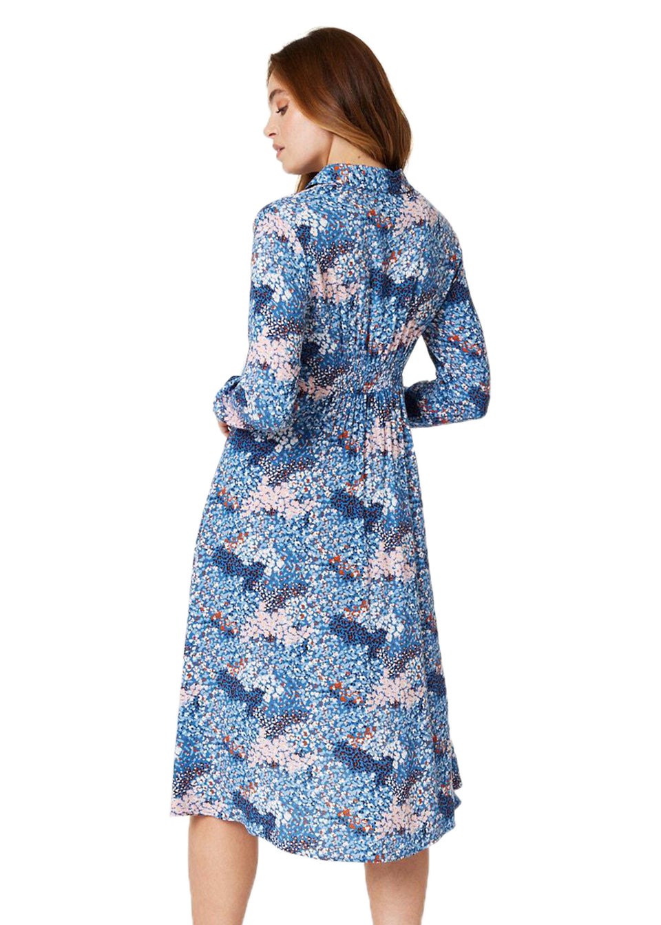 Izabel London Blue Printed Twist Front Midi Dress