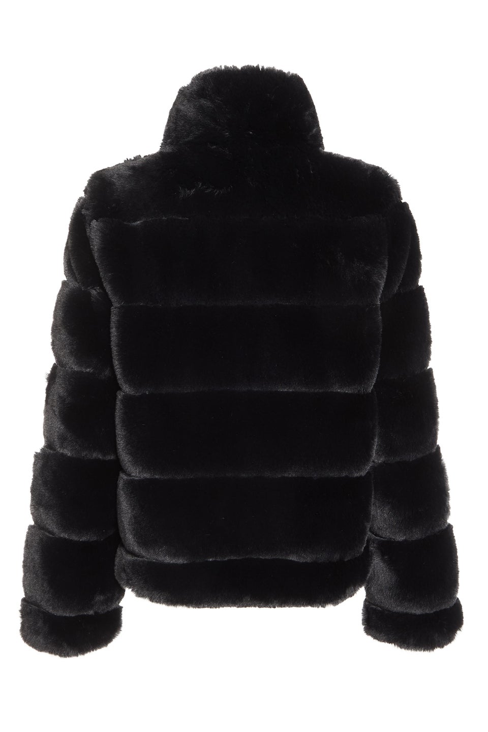 Quiz Black Faux Fur Short Puffer Jacket - Matalan
