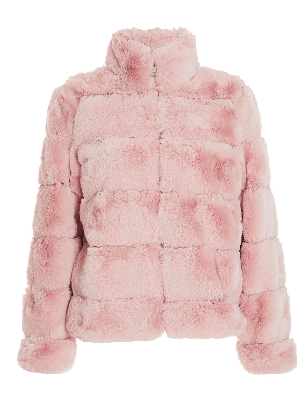 Quiz Pink Faux Fur Short Puffer Jacket