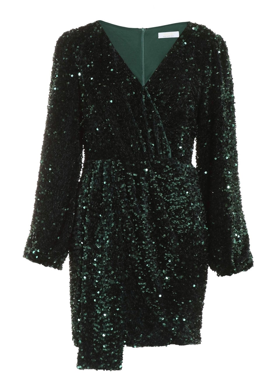 Quiz Green Sequin Long Sleeve Mini Dress