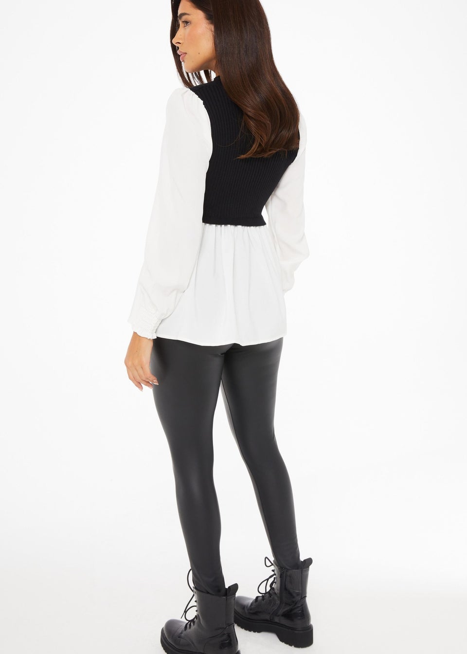 Quiz Black Layered Knit Frill Shirt
