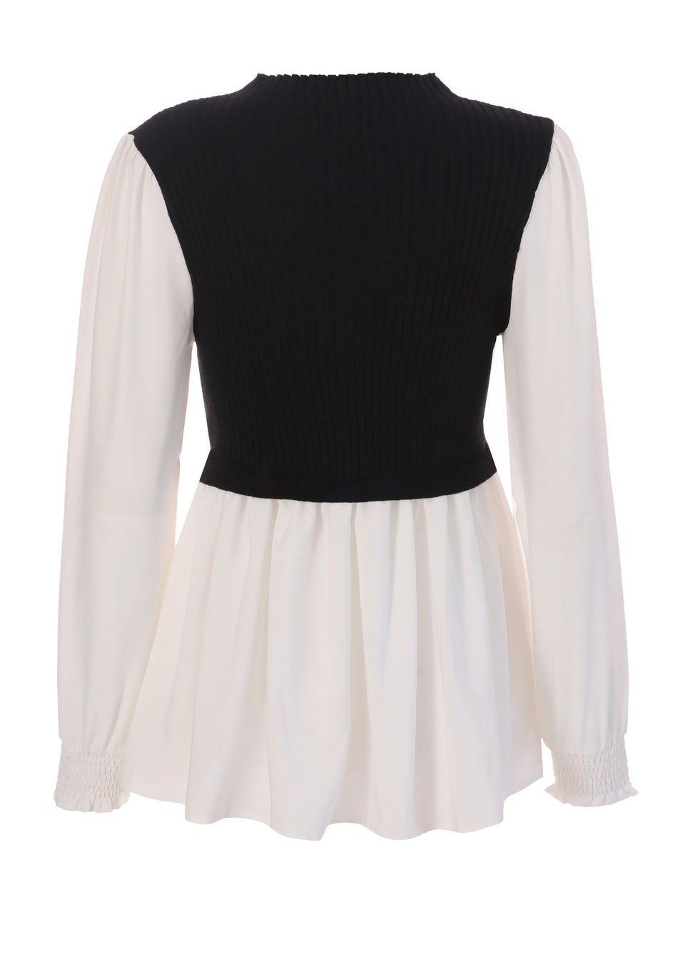 Quiz Black Layered Knit Frill Shirt