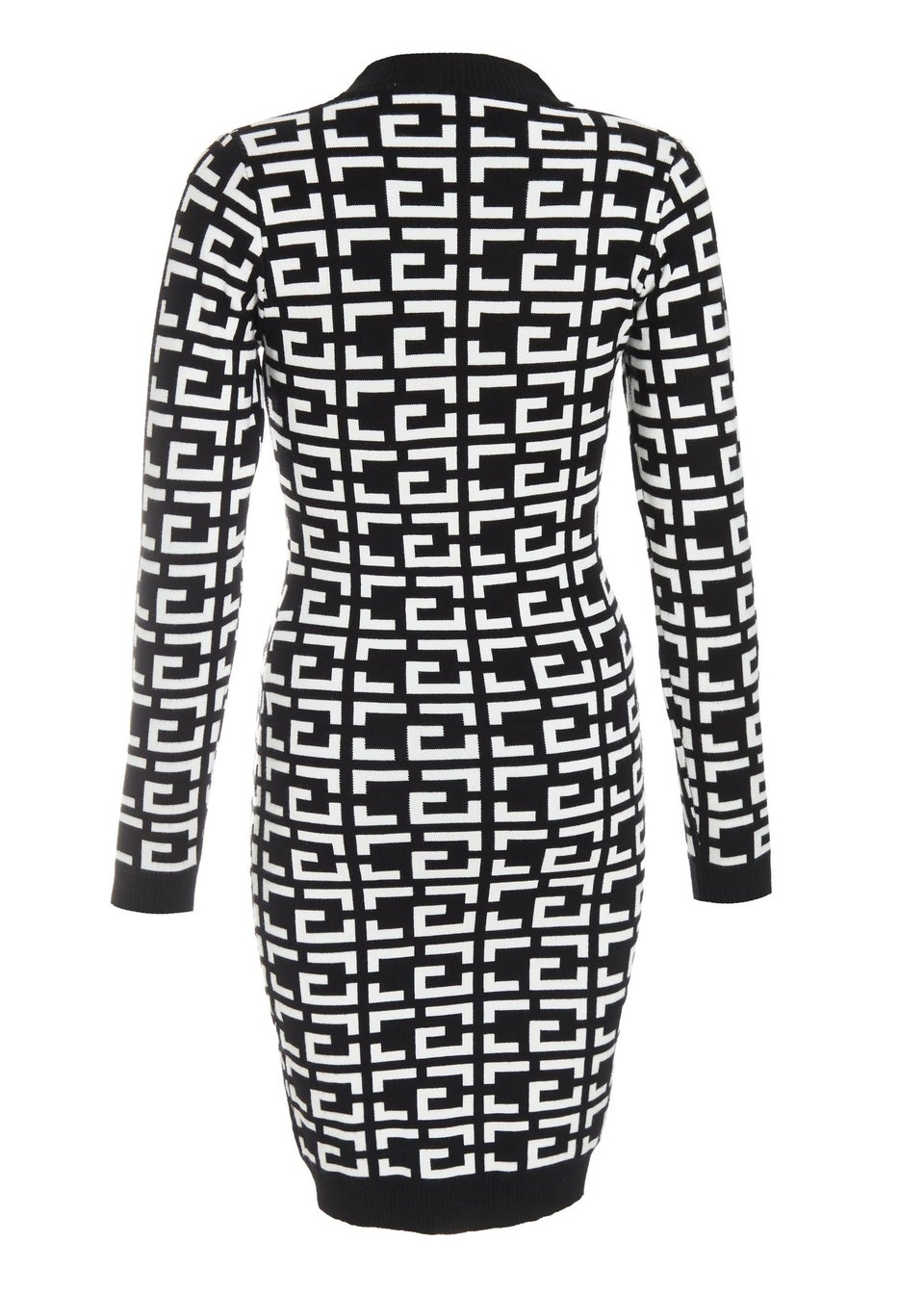 Quiz Black Geometric Print Mini Jumper Dress - Matalan
