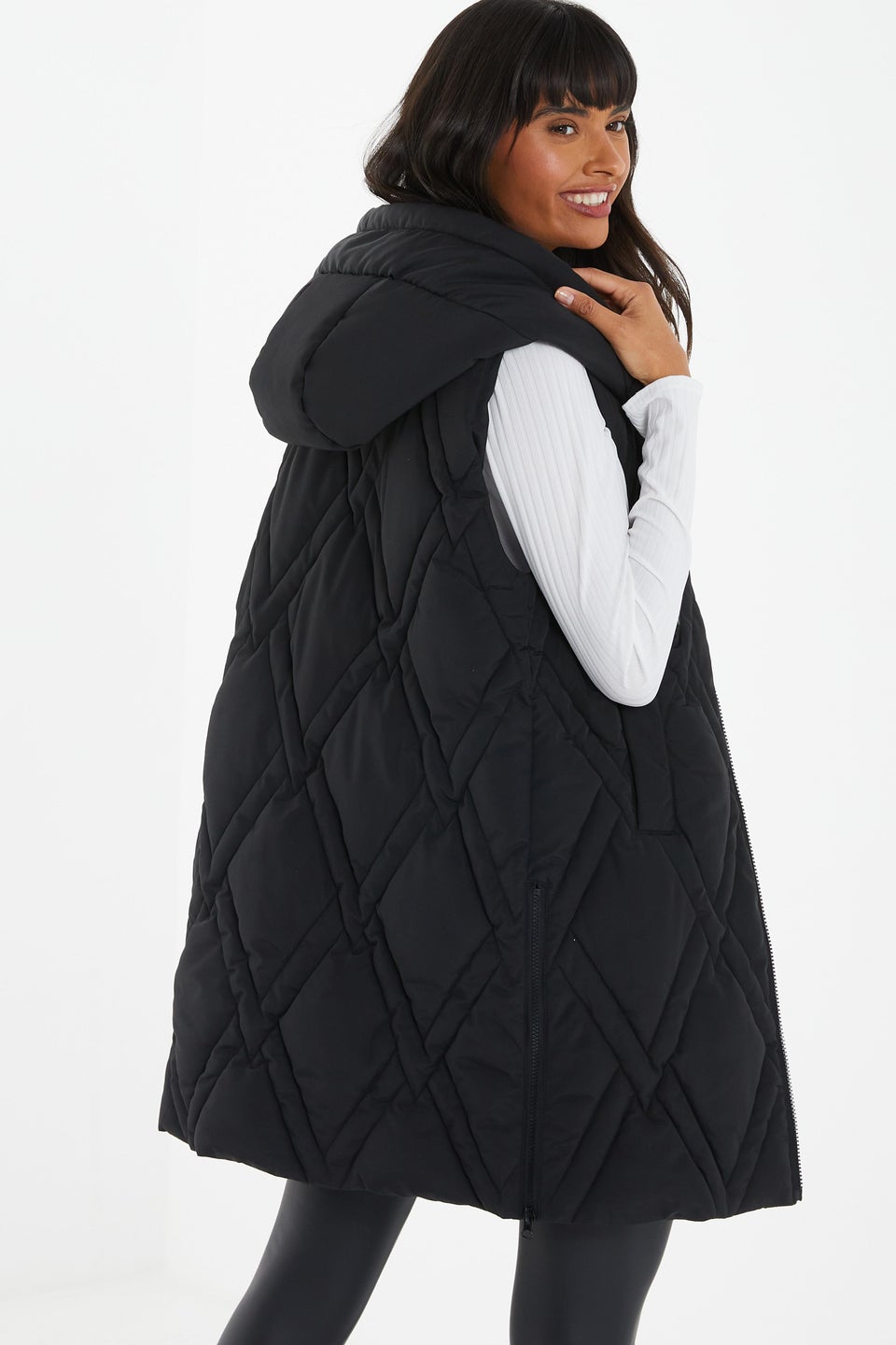 Quiz Black Padded Hooded Gilet