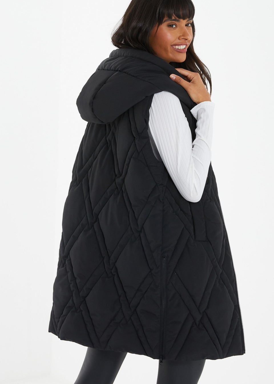 Quiz Black Padded Hooded Gilet