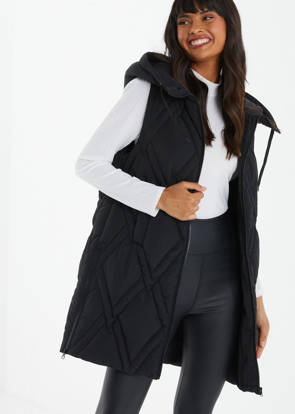 Quiz Black Padded Hooded Gilet