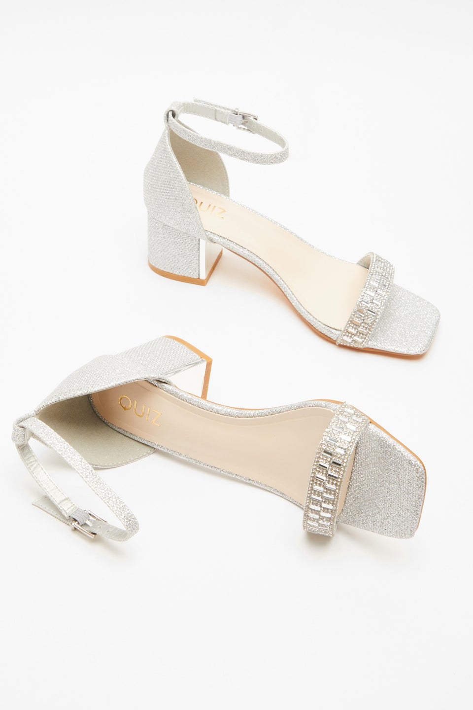 Quiz white block heel sandals top