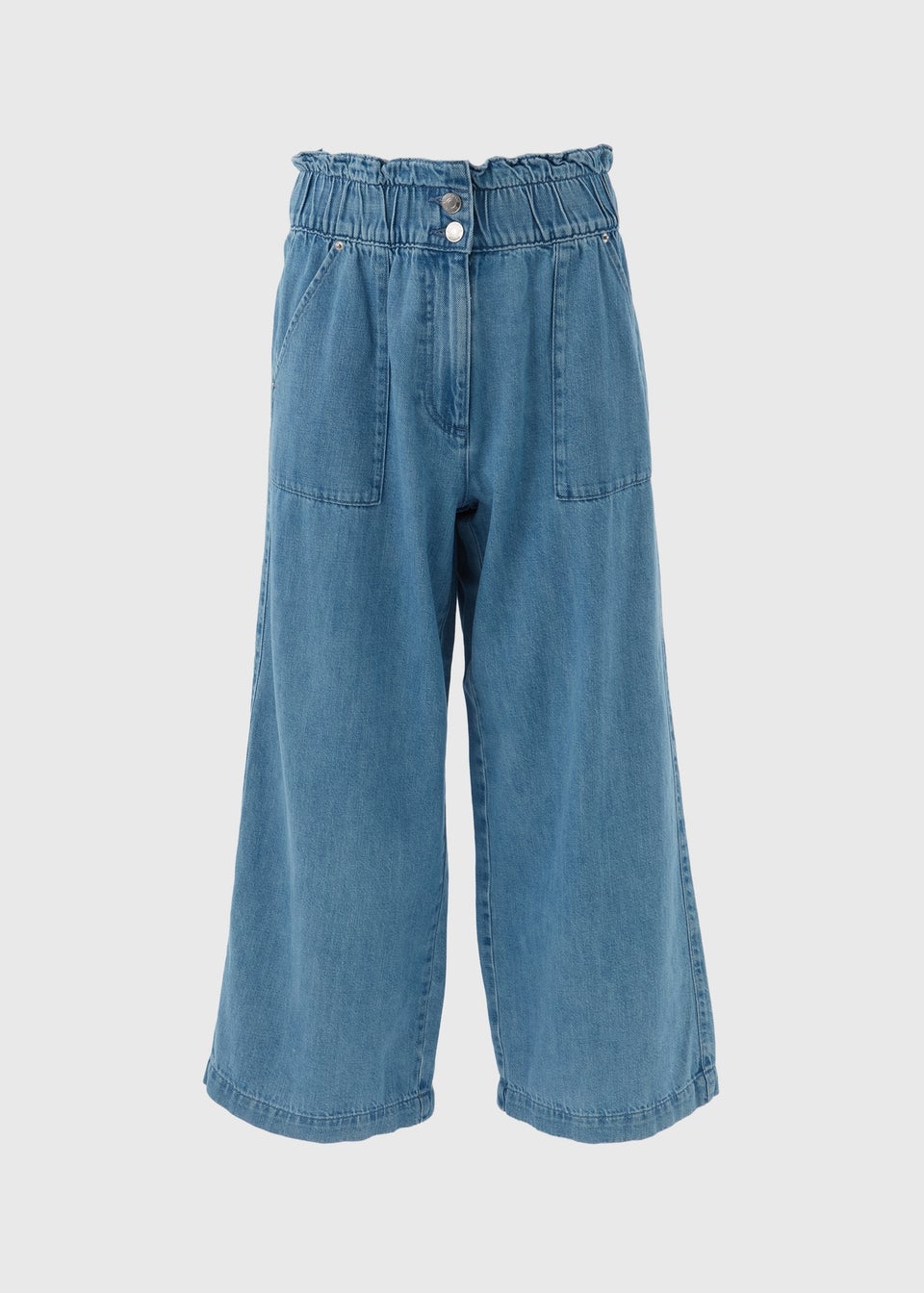 Mid Wash Wide Leg Crop Jeans