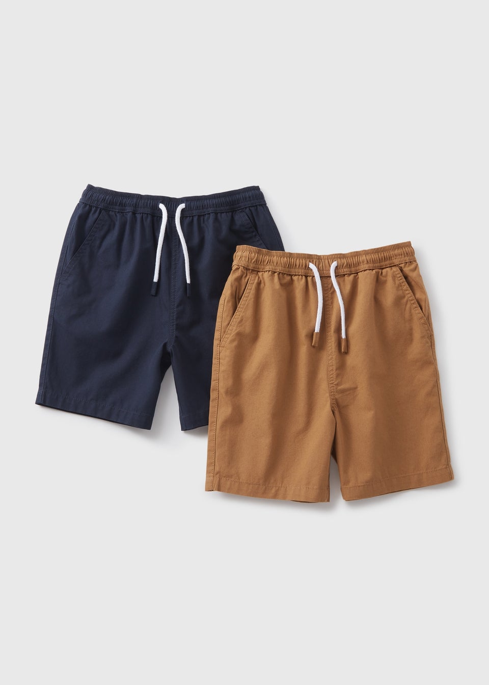 Boys 2 Pack Navy & Tan Woven Shorts (7-13yrs)