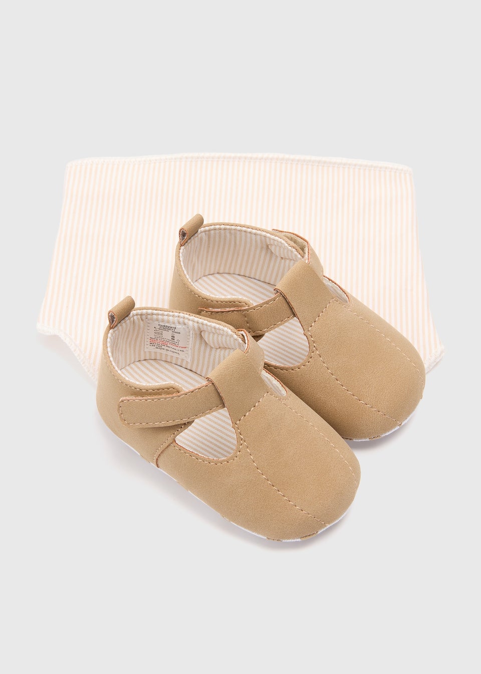 Baby Tan Shoes & Bib Set (Newborn-18mths)