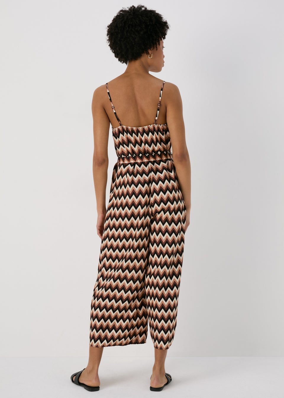 Brown Chevron Viscose Jumpsuit