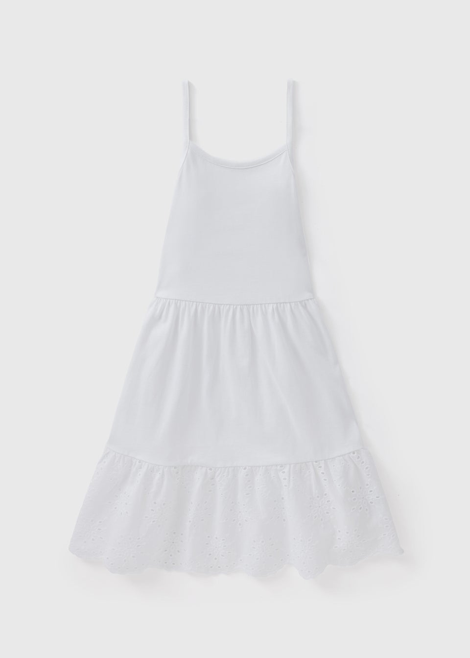 Girls White Strappy Jersey Dress 7 13yrs