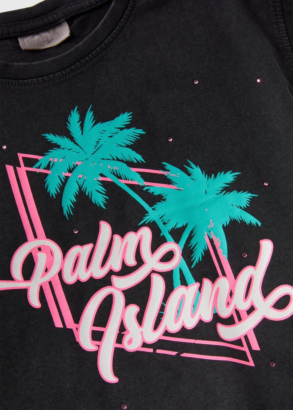 Girls Charcoal Palm Island Crop Top (7-15yrs)