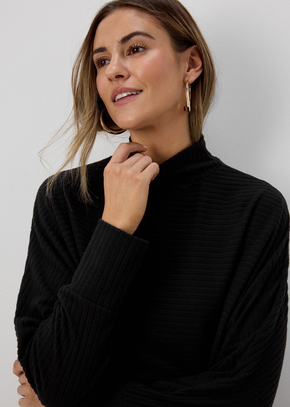 Black High Neck Rib Top