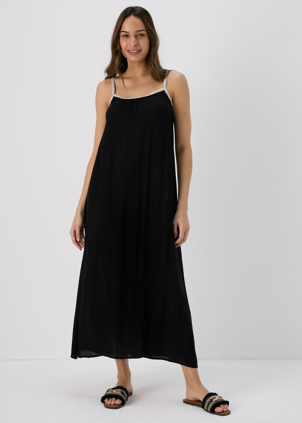 Black Gold Trim Dress Matalan