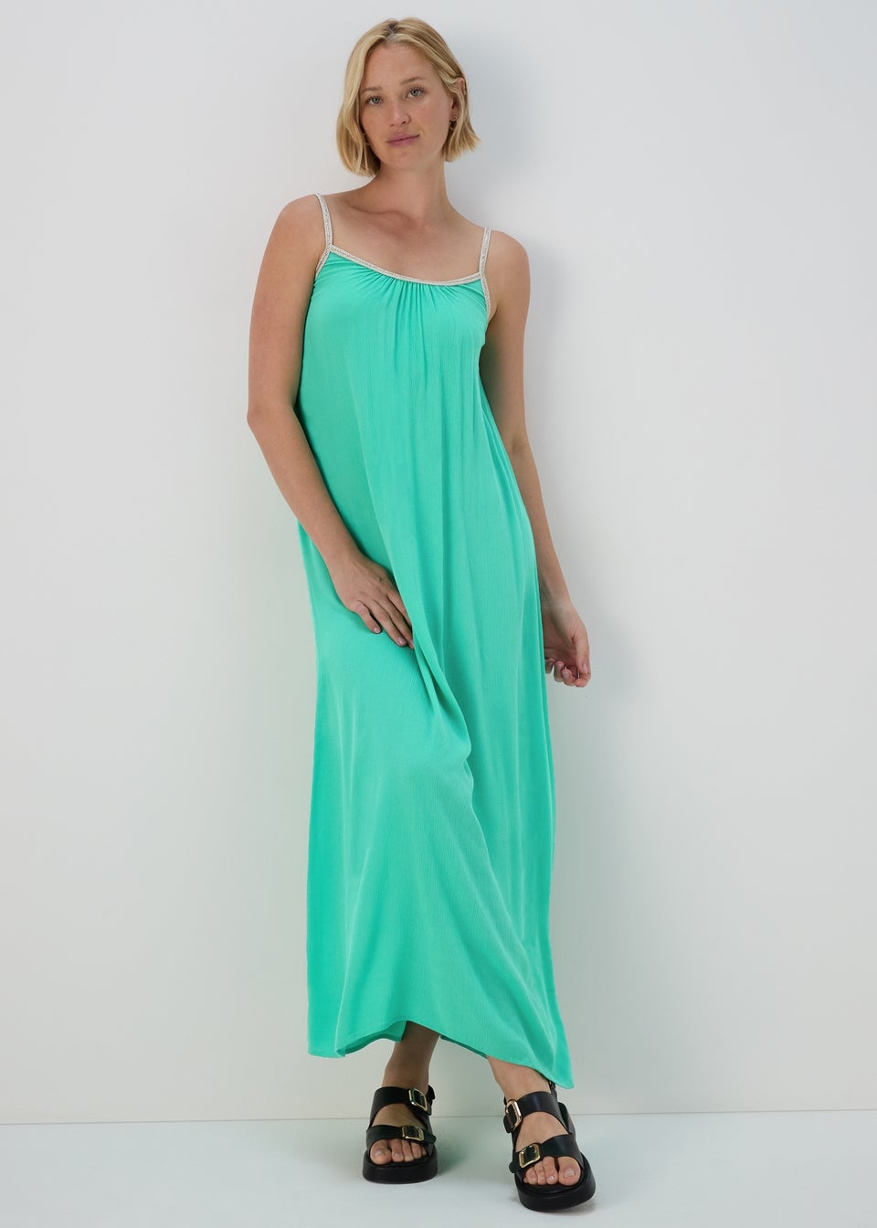 Turquoise Gold Trim Beach Dress Matalan