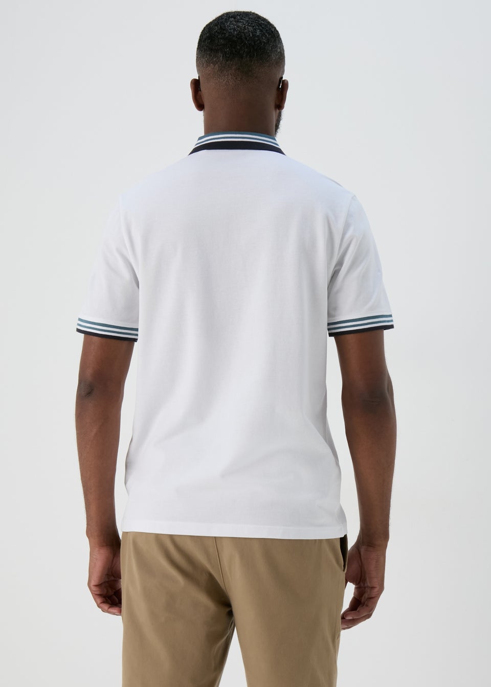 White Tipped Polo Shirt Matalan