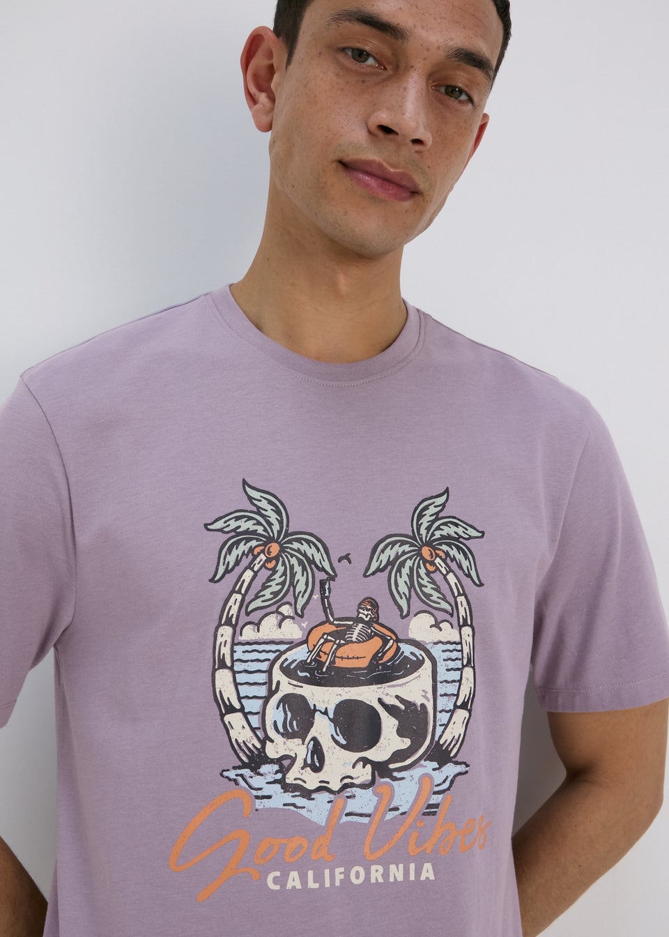 Lilac Good Vibes Skull T-Shirt
