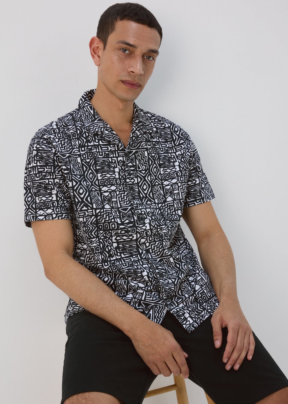 Aztec Print Black Jersey Shirt