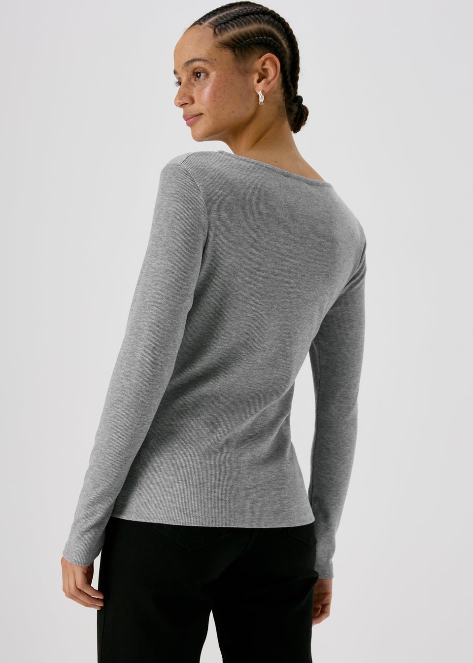Grey Cut Out Long Sleeve Top