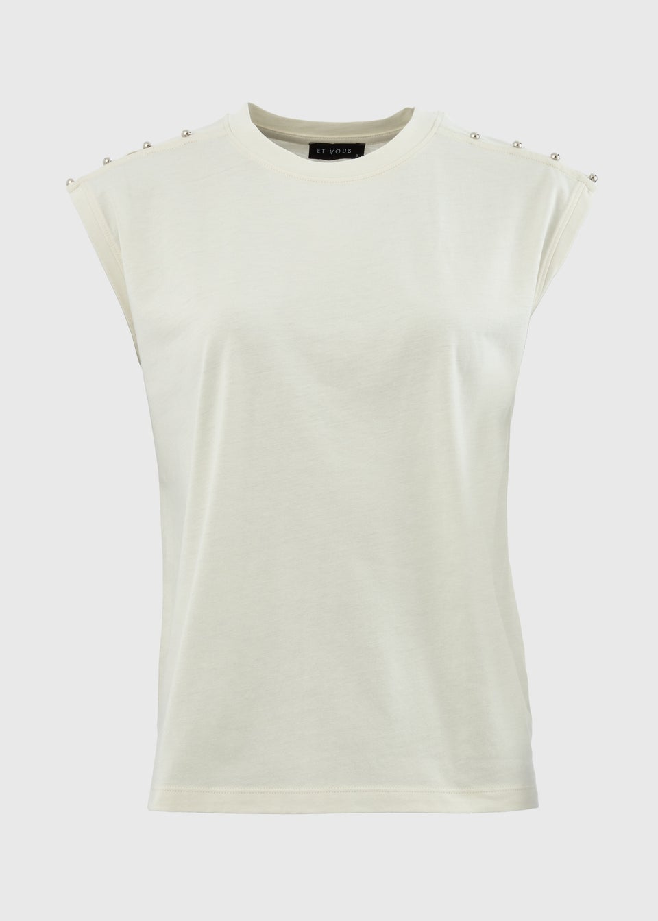 Et Vous Ivory Stud Detail T-Shirt