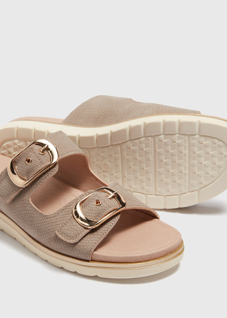 Grey Double Buckle Sandal